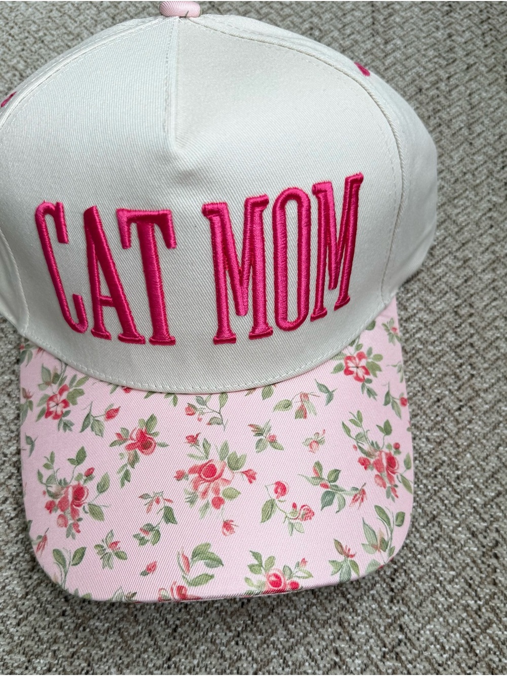 Cat Mom Pink Floral Trucker Baseball Hat